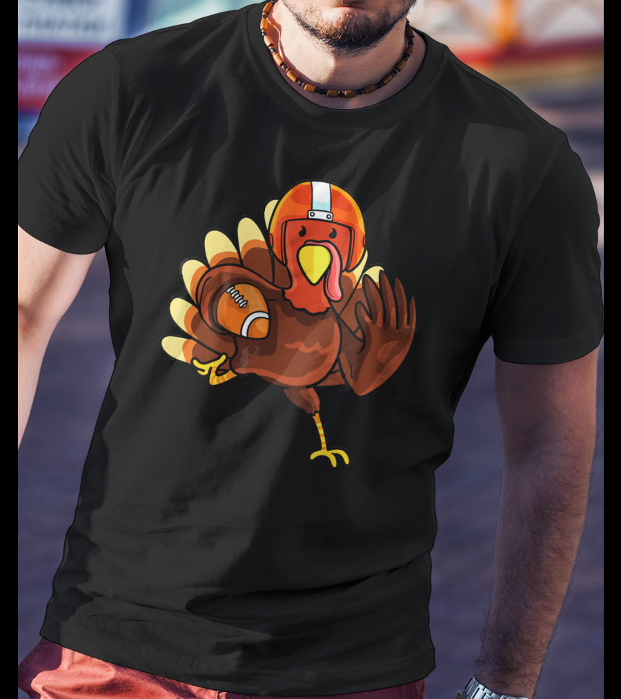 Thanksgiving Turkey In Football Gear Cute Football T-Shirt