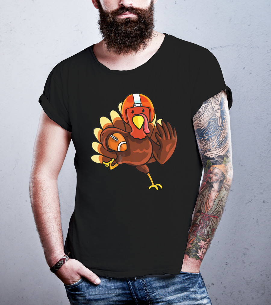 Thanksgiving Turkey In Football Gear Cute Football T-Shirt