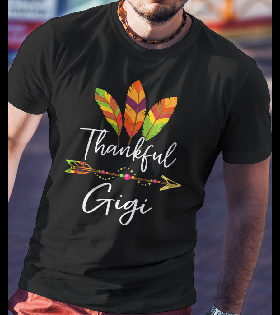Thankful Gigi Colorful Feather And Arrow T-Shirt