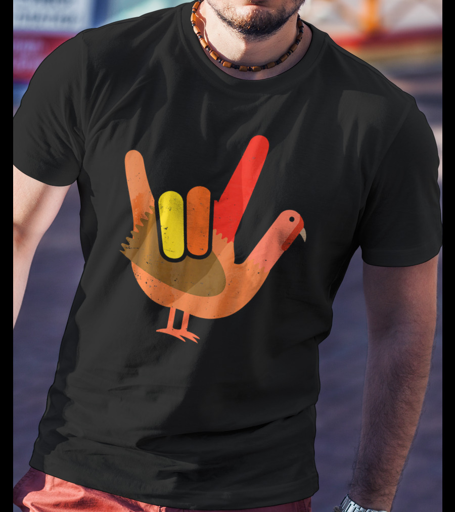 Thanksgiving Turkey American Sign Language Humor T-Shirt