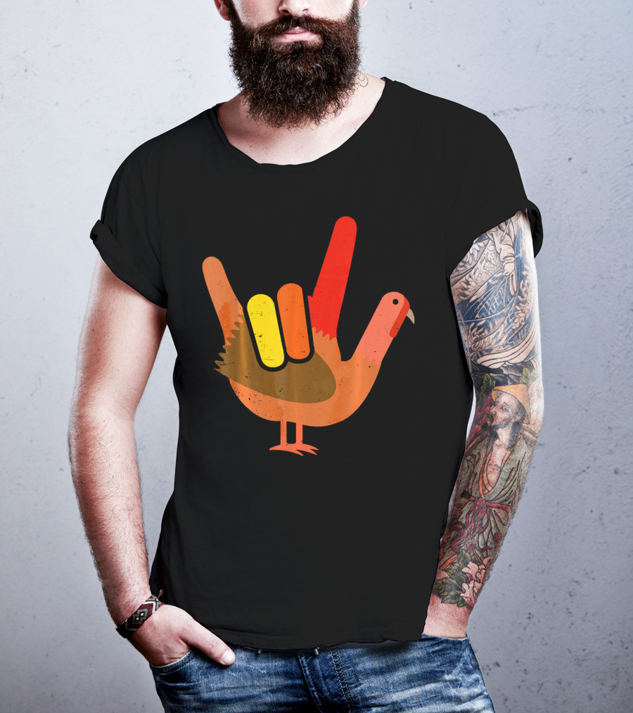 Thanksgiving Turkey American Sign Language Humor T-Shirt