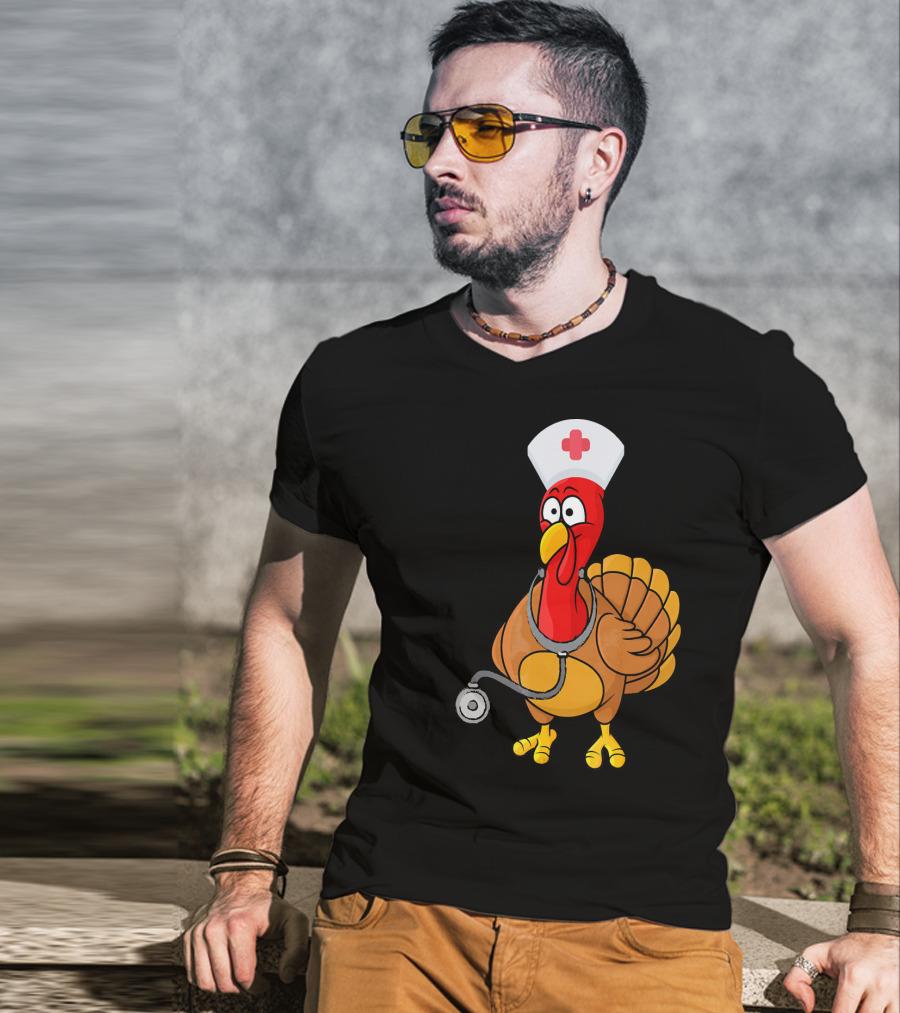 Funny Nurse Turkey For Nurses Thanksgiving T-Shirt