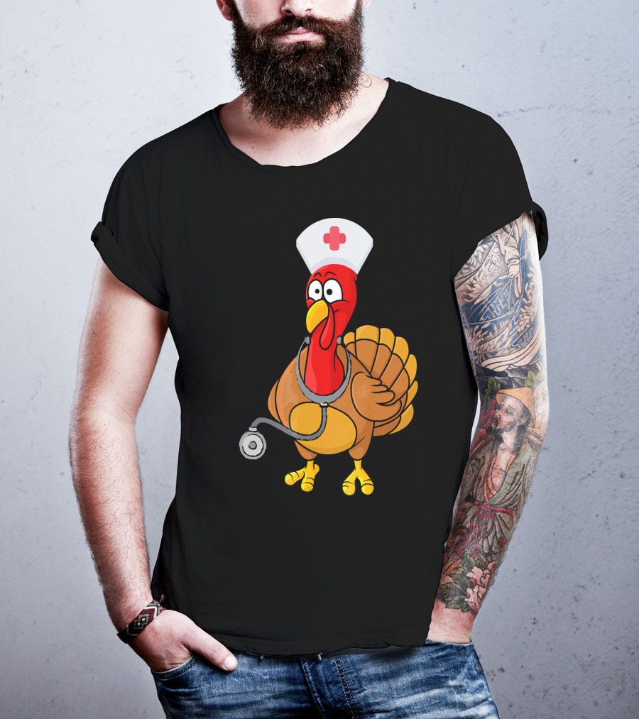Funny Nurse Turkey For Nurses Thanksgiving T-Shirt