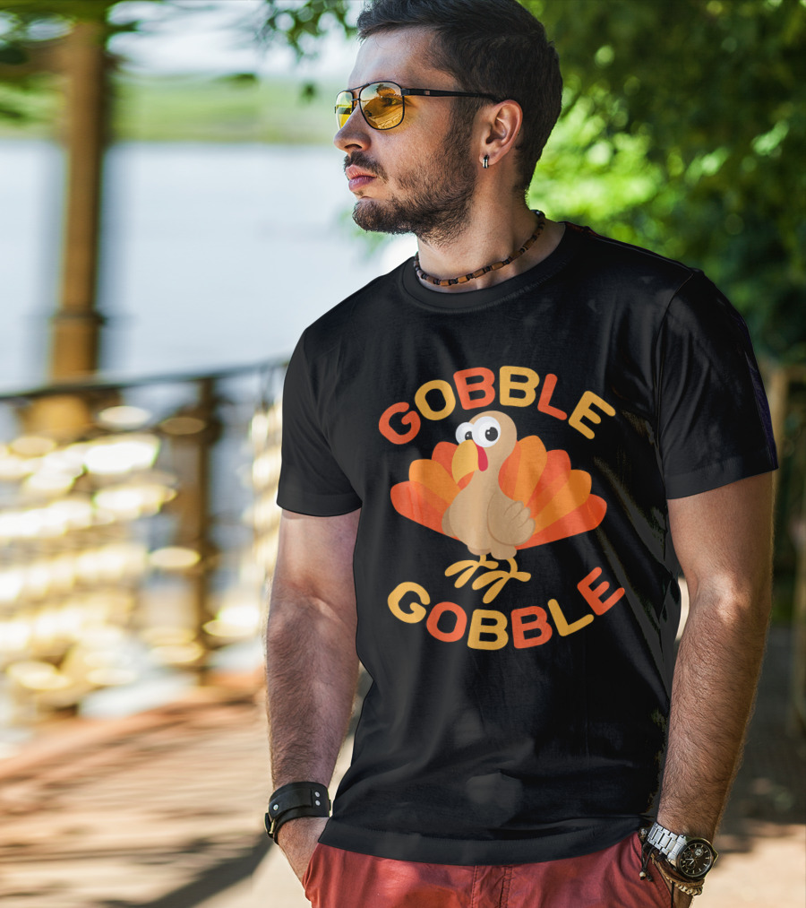 Gobble Gobble Cool Thanksgiving Day Turkey T-Shirt