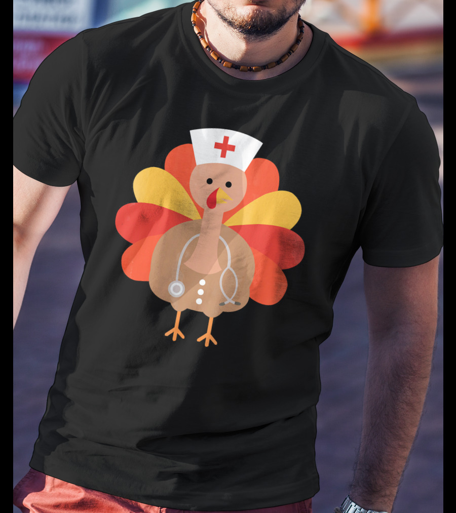 Thanksgiving Nurse Turkey With Stethoscope Cool T-Shirt