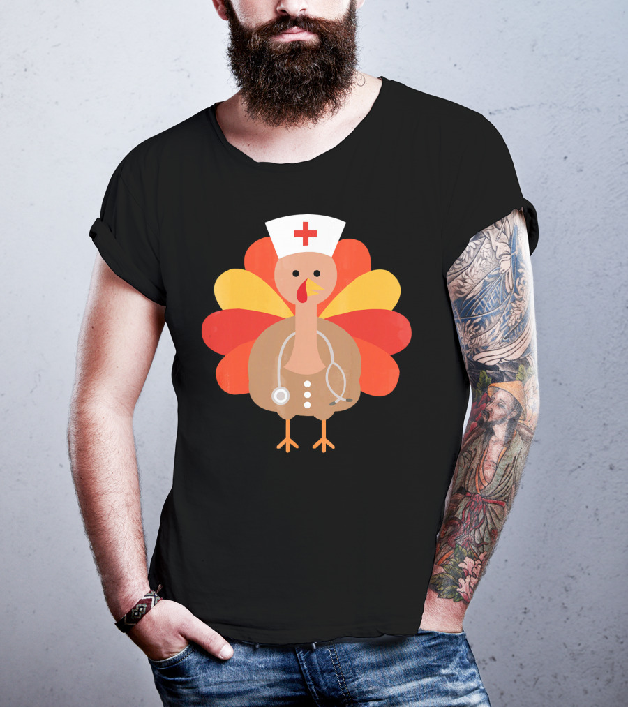 Thanksgiving Nurse Turkey With Stethoscope Cool T-Shirt