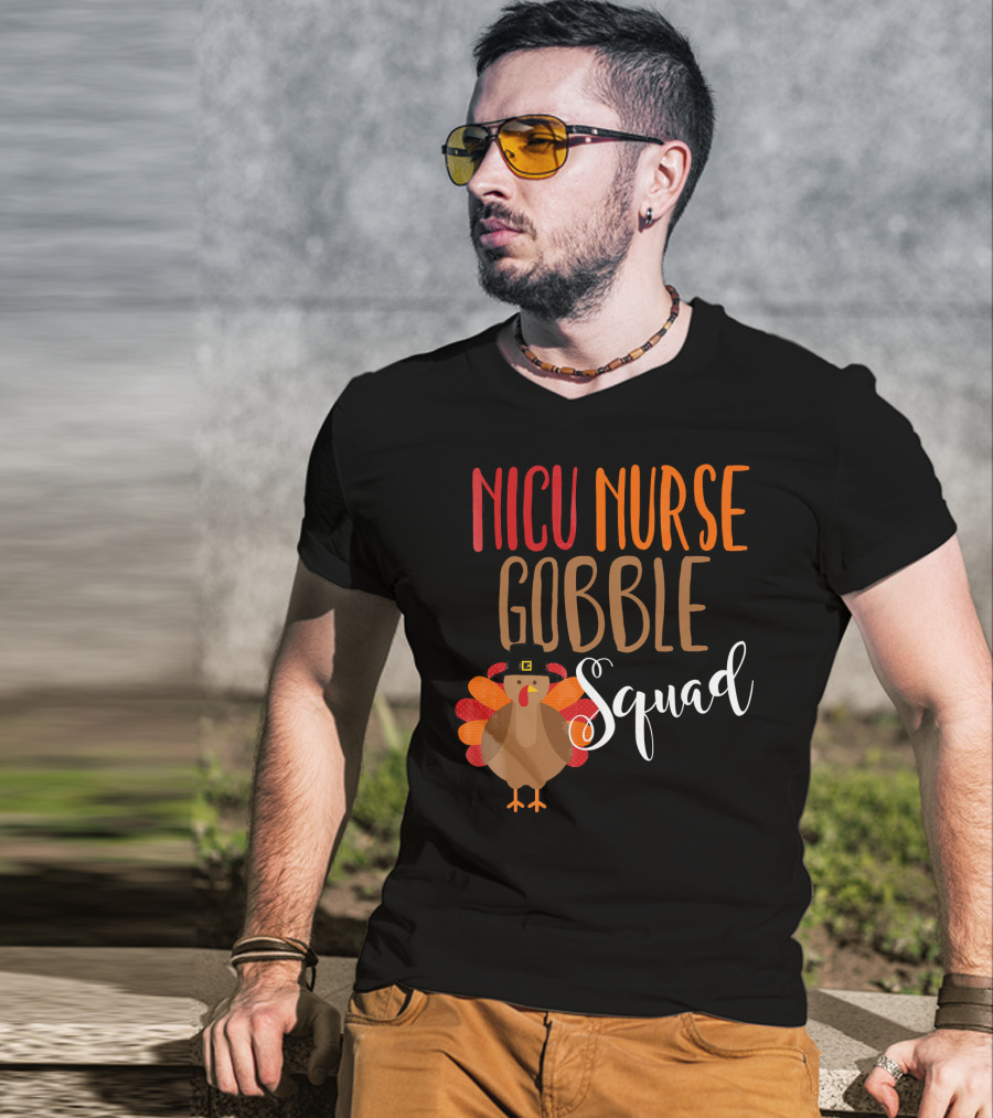 NICU Nurse Gobble Squad Thanksgiving T-Shirt
