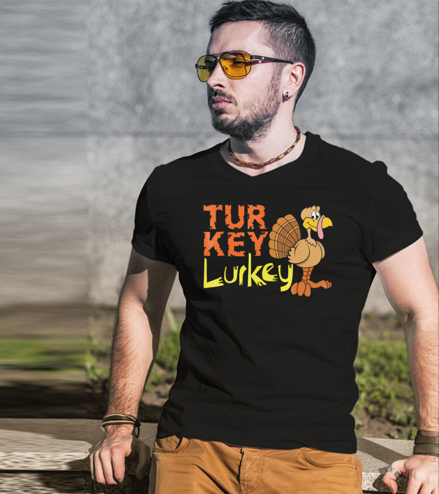 Turkey Lurkey Funny Thanksgiving Cartoon Turkey T-Shirt