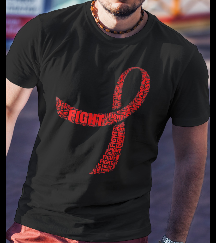 FIGHT Red Ribbon HIV AIDS Awareness T-Shirt