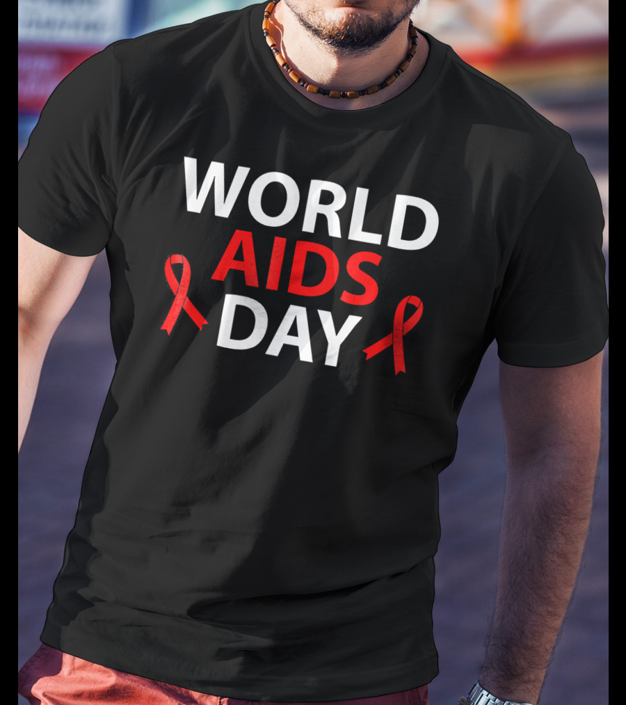 World Aids Day December 1 Red Ribbon Awareness T-Shirt
