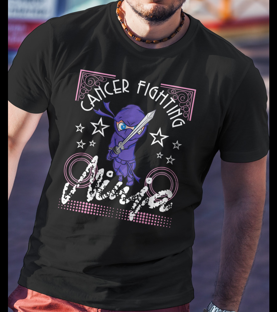 Cancer Fighting Ninja Stars Purple Warrior T-Shirt