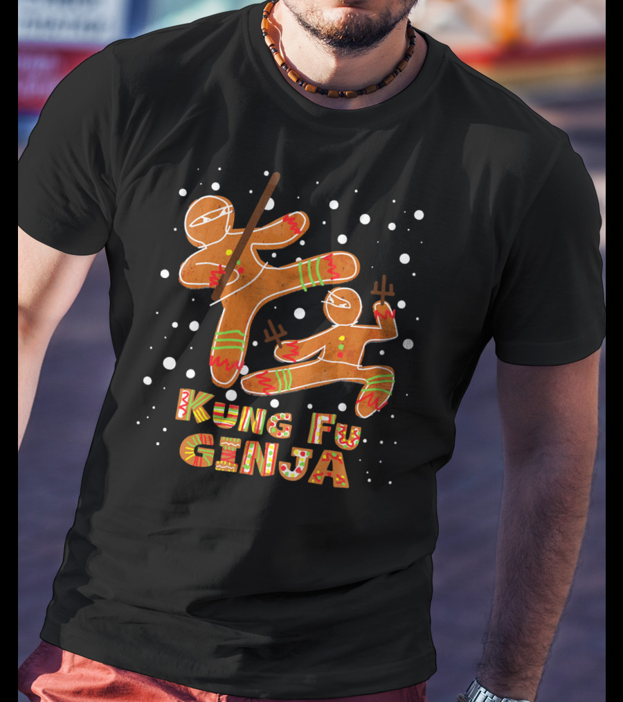 Kung Fu Ginja Gingerbread Ninja Holiday Fight T-Shirt