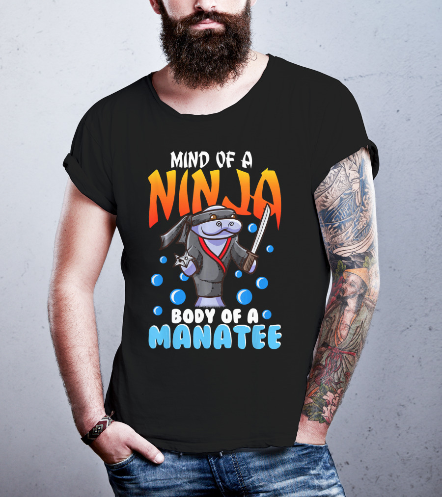 Ninja Manatee Mind Body Joke Quote Chubby Funny T-Shirt