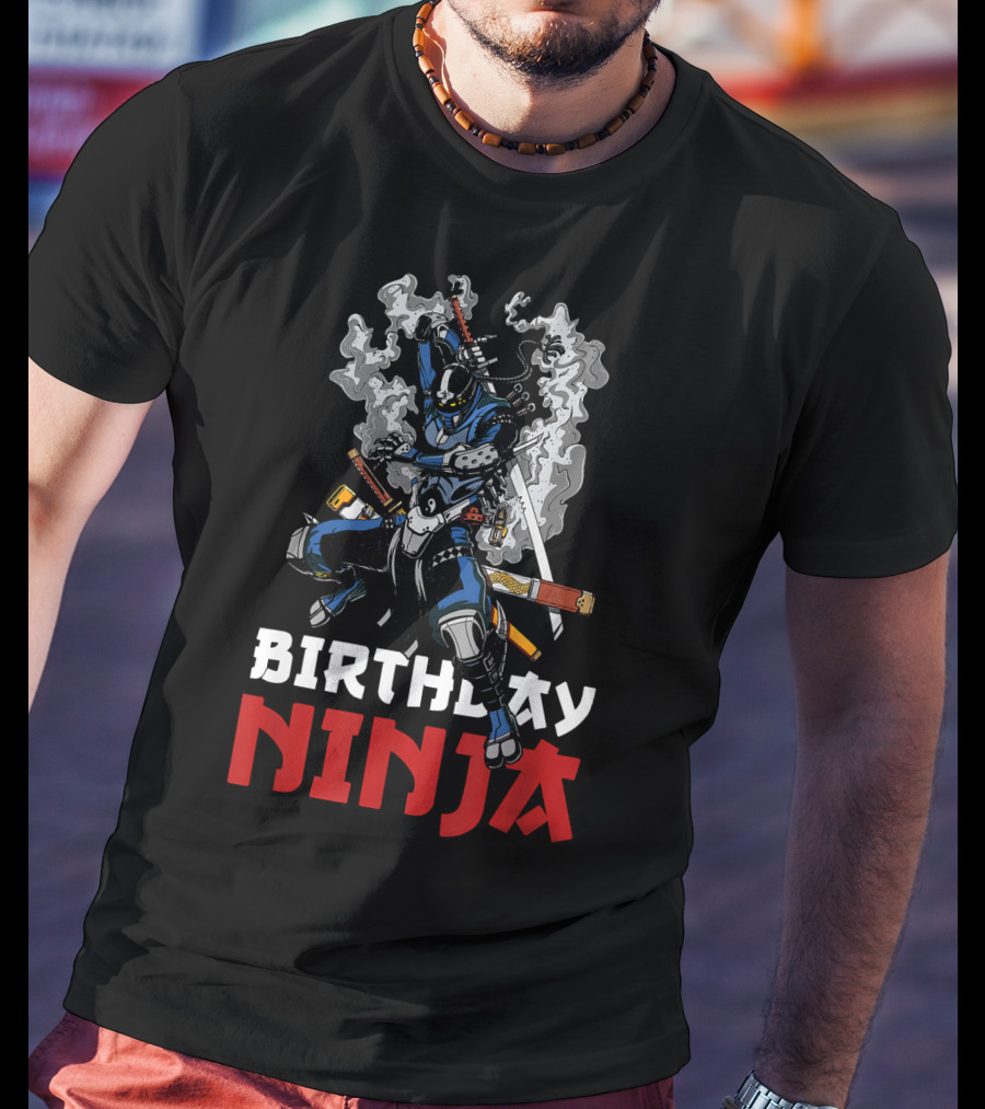 Birthday Ninja Samurai Robot Martial Warrior T-Shirt