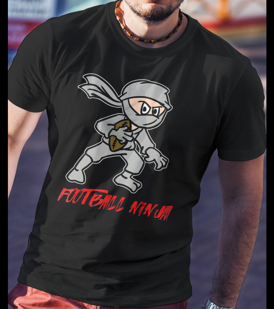 Football Ninja Funny Sport Game League Ninja Holding Football T-Shirt