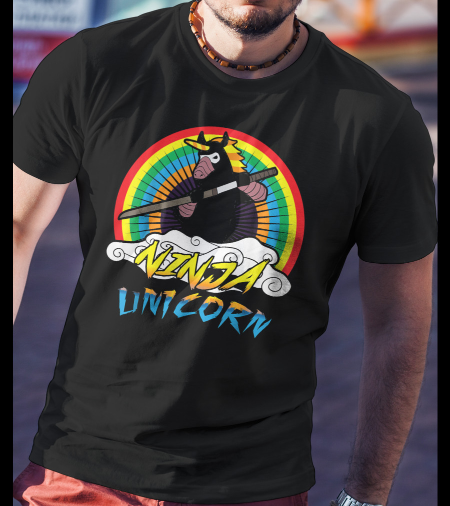 Ninja Unicorn Rainbow Samurai T-Shirt