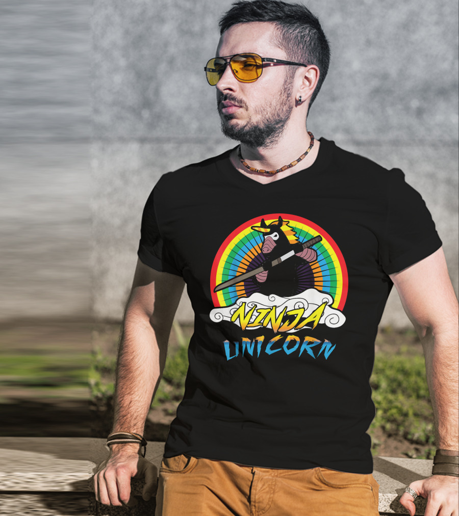 Ninja Unicorn Rainbow Samurai T-Shirt