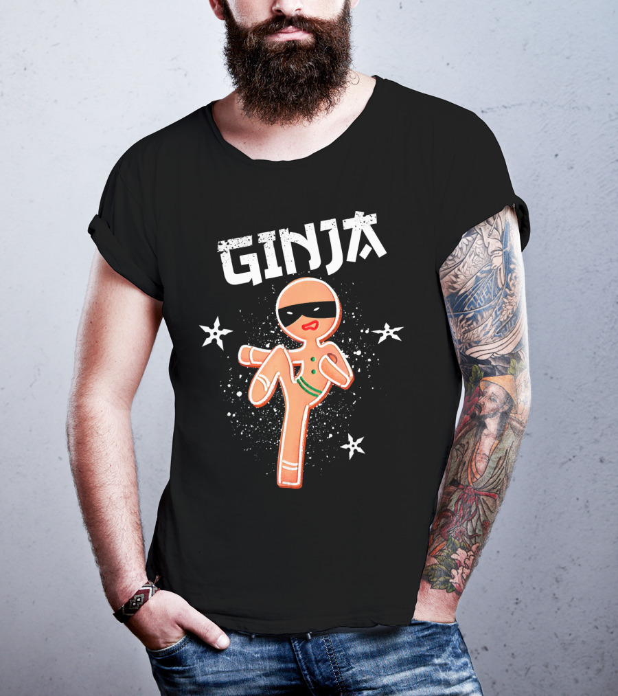Ginja Ninja Martial Arts Gingerbread Kicker T-Shirt
