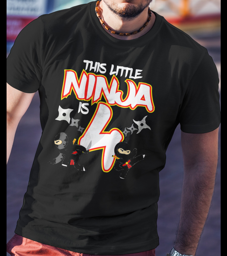 This Little Ninja Is 4 Year Old Birthday Party T-Shirt