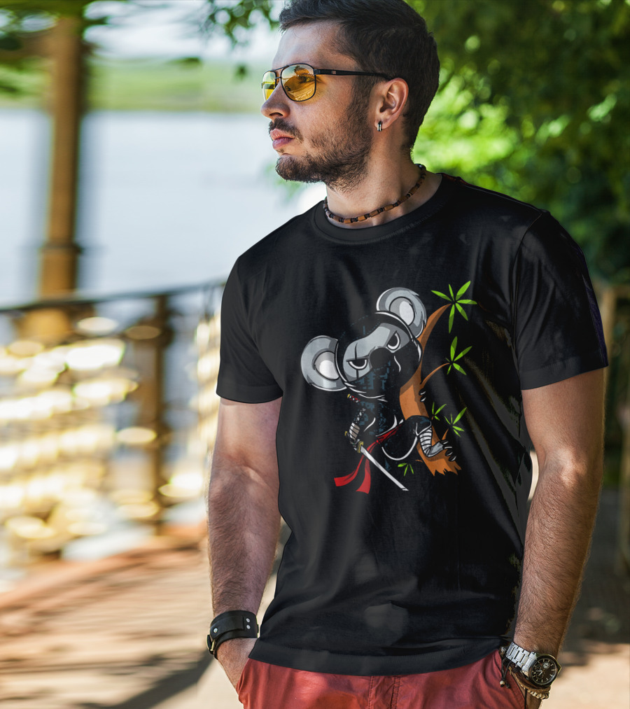 Koala Bear Ninja Samurai With Sword In Tree T-Shirt