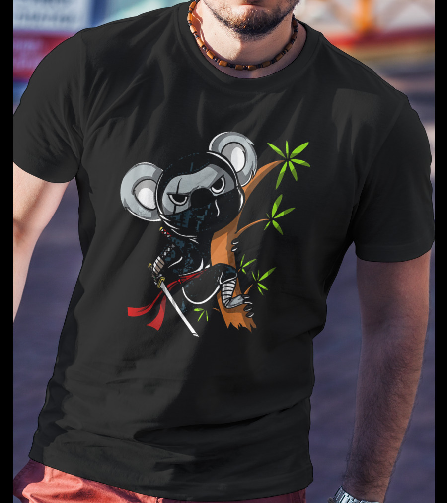 Koala Bear Ninja Samurai With Sword In Tree T-Shirt