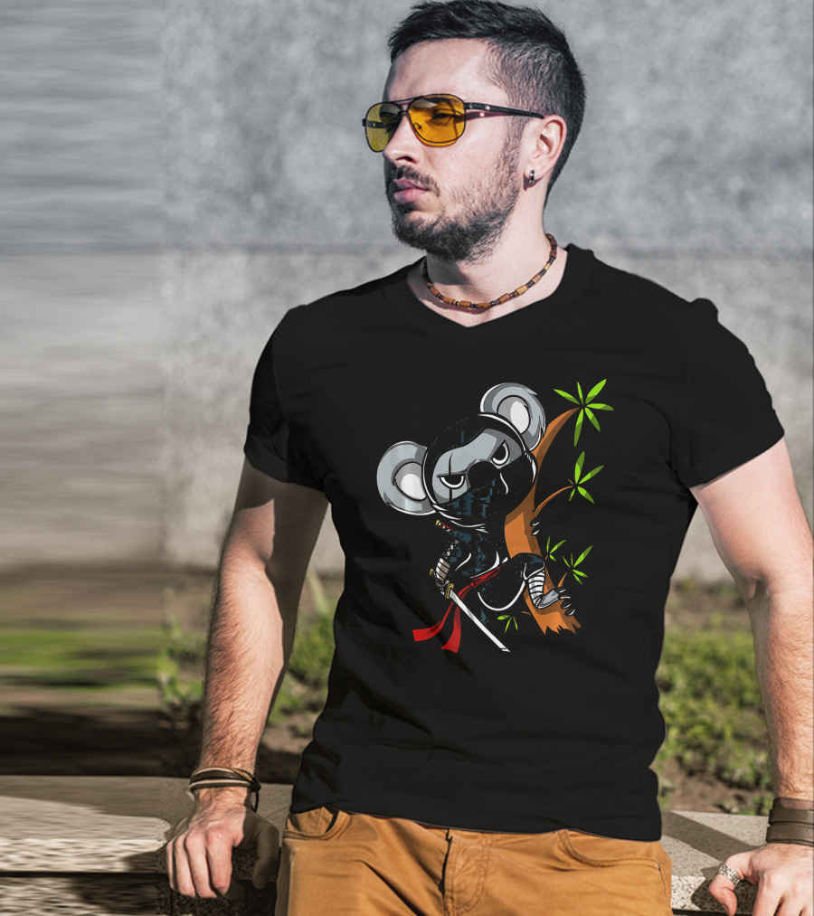 Koala Bear Ninja Samurai With Sword In Tree T-Shirt