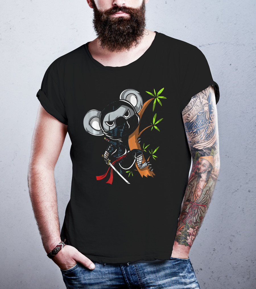 Koala Bear Ninja Samurai With Sword In Tree T-Shirt