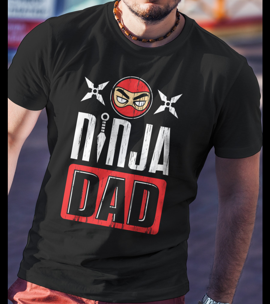 Ninja Dad Daddy Ninjas Stealthy Warrior Father Shuriken Mask T-Shirt