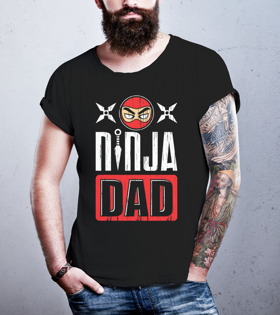 Ninja Dad Daddy Ninjas Stealthy Warrior Father Shuriken Mask T-Shirt