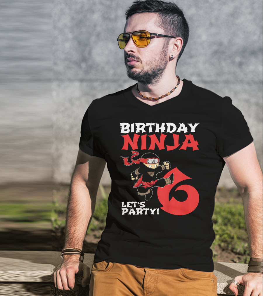 Birthday Ninja 6 Let's Party T-Shirt