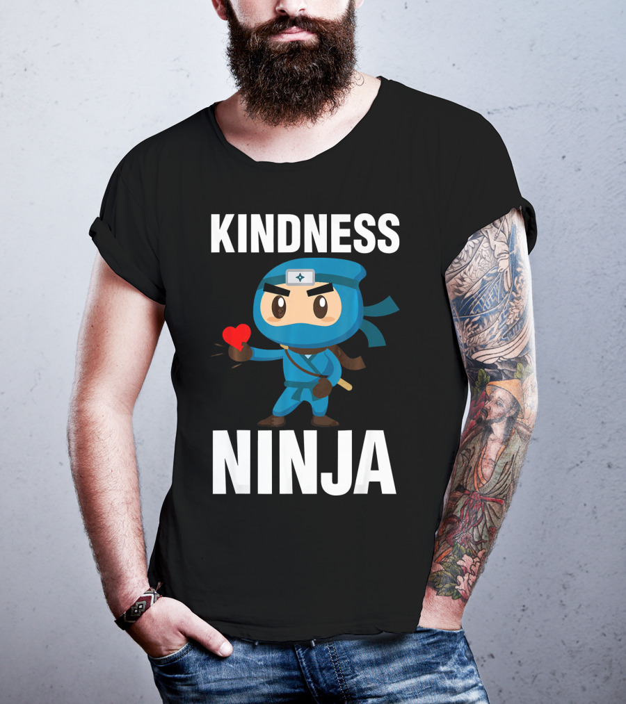 Kindness Ninja Anti Bullying Kids School Hero With Heart T-Shirt