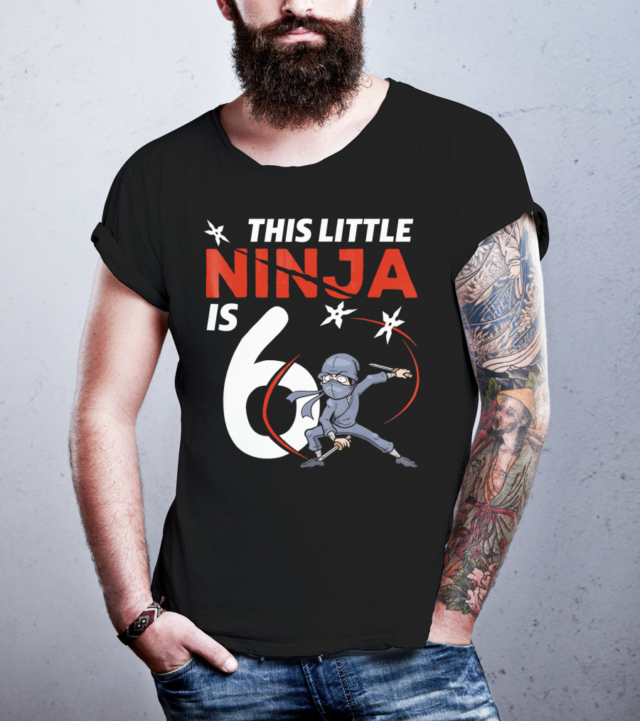 This Little Ninja Is 6 Years Old With Shuriken Warrior And Mask T-Shirt