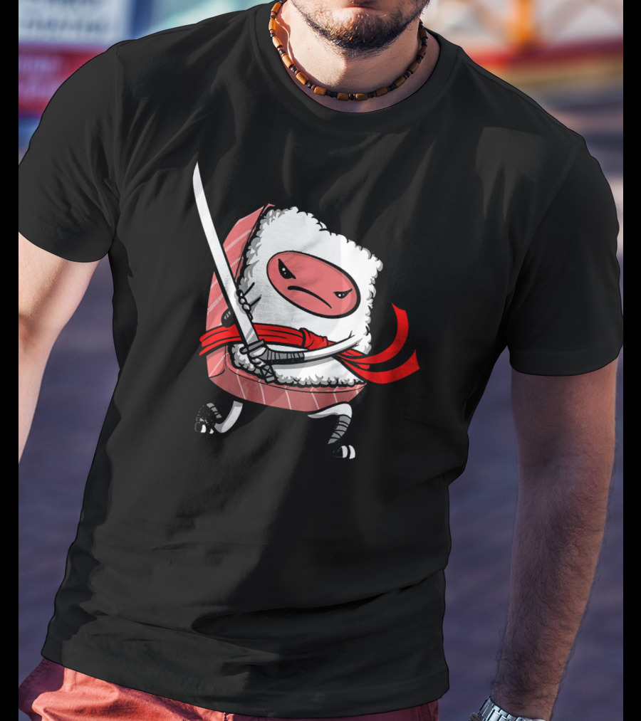 Sushi Samurai Ninja Funny Martial Arts Warrior With Sword T-Shirt