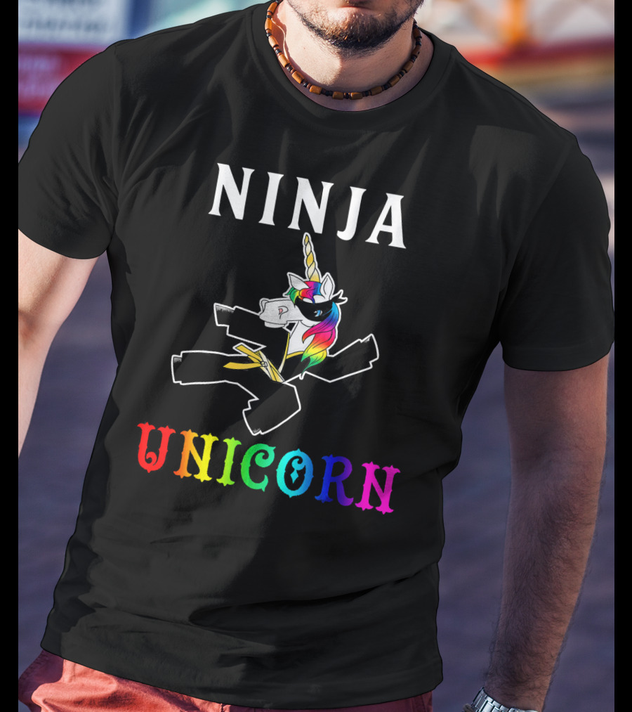 Ninja Unicorn Rainbow Anim T-Shirt
