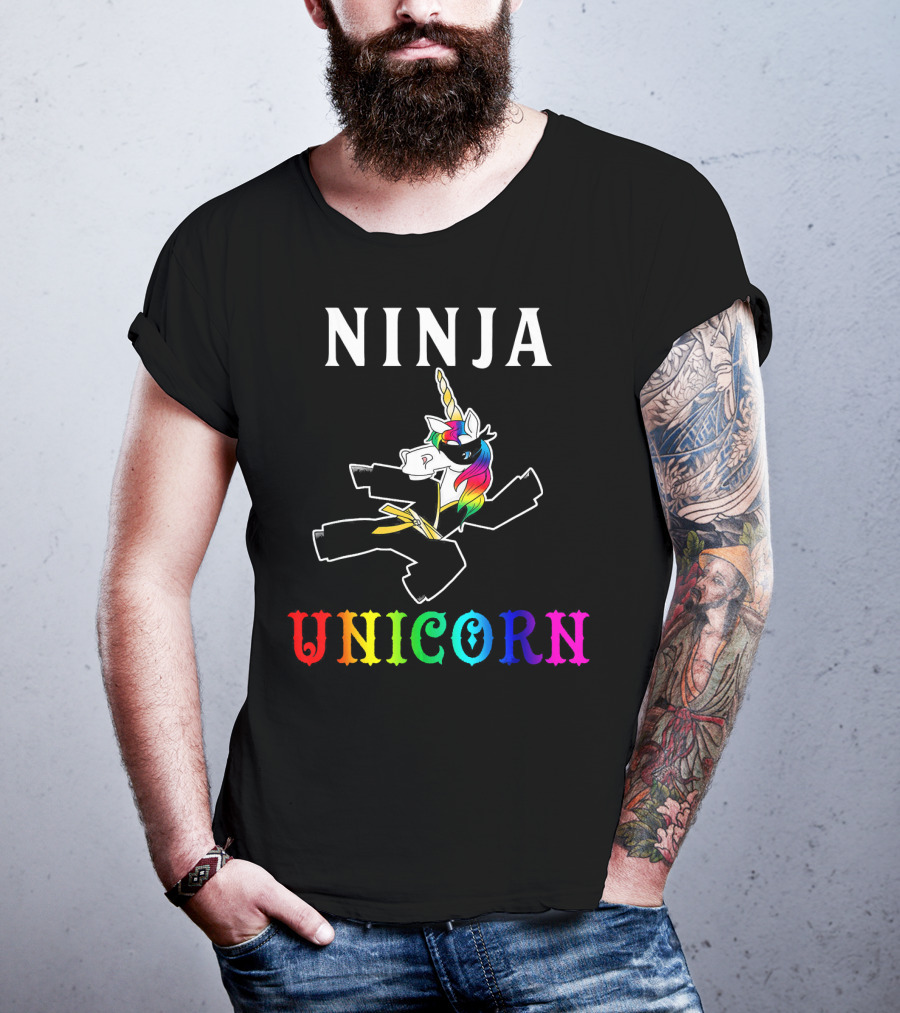 Ninja Unicorn Rainbow Anim T-Shirt