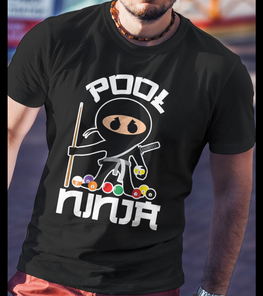 Pool Ninja Billiards With Cute Pocket Balls T-Shirt