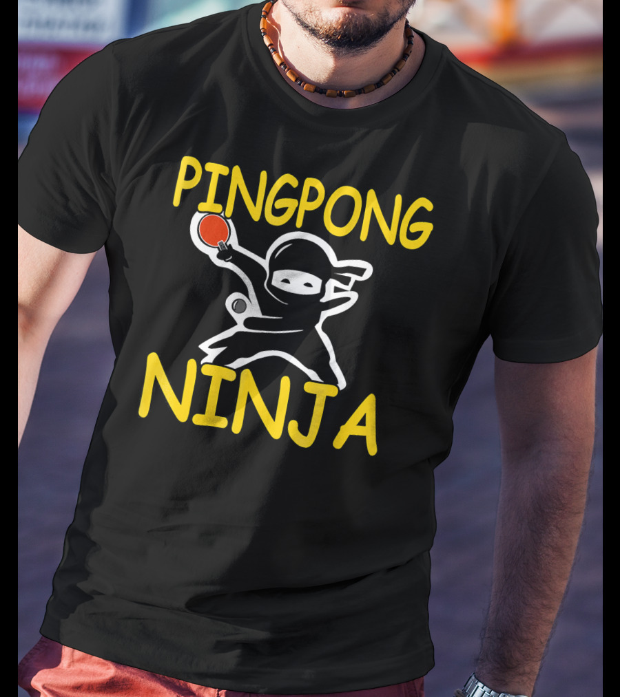 PINGPONG NINJA Action Pose With Table Tennis Paddle T-Shirt