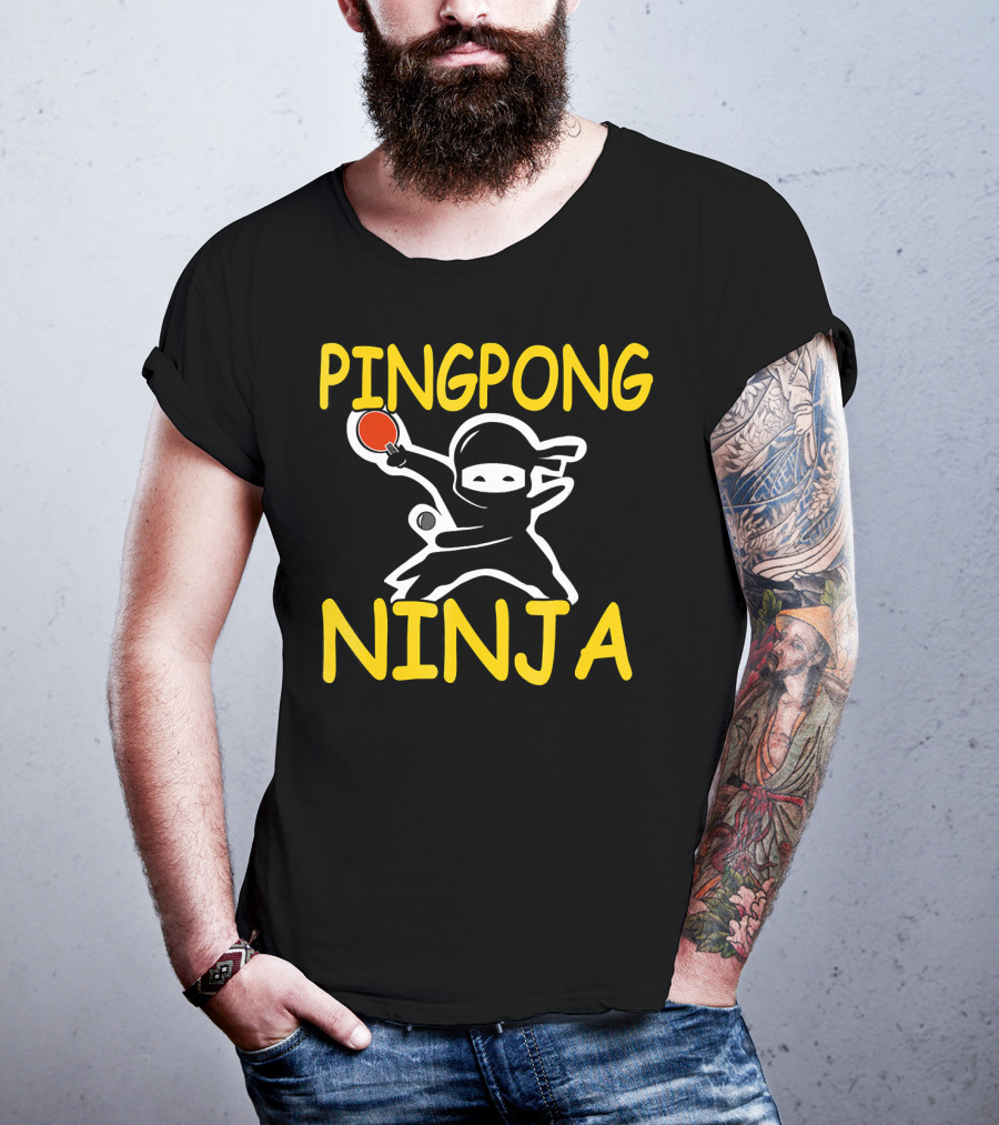PINGPONG NINJA Action Pose With Table Tennis Paddle T-Shirt