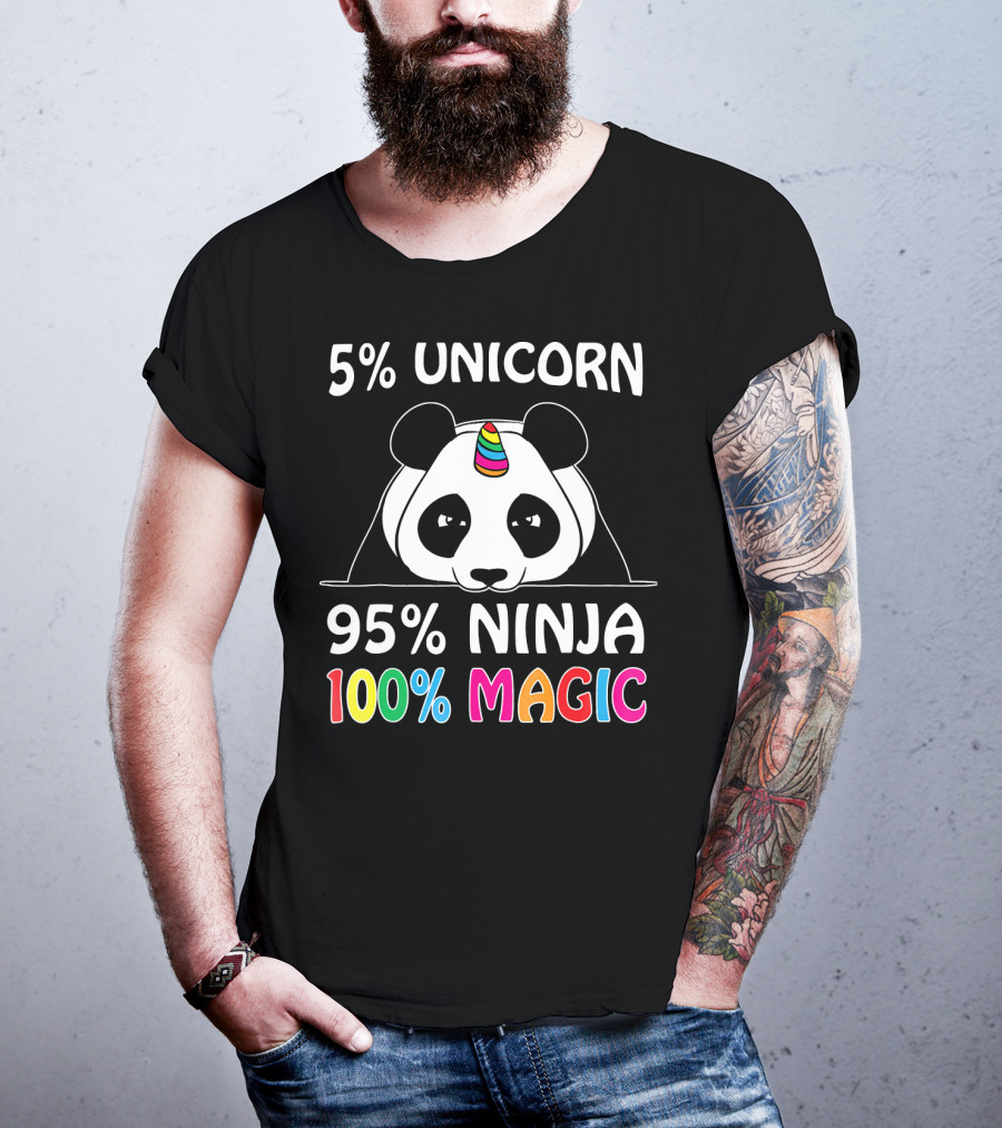 5% Unicorn 95% Ninja 100% Magic Pandicorn Panda Ninja Unicorn T-Shirt