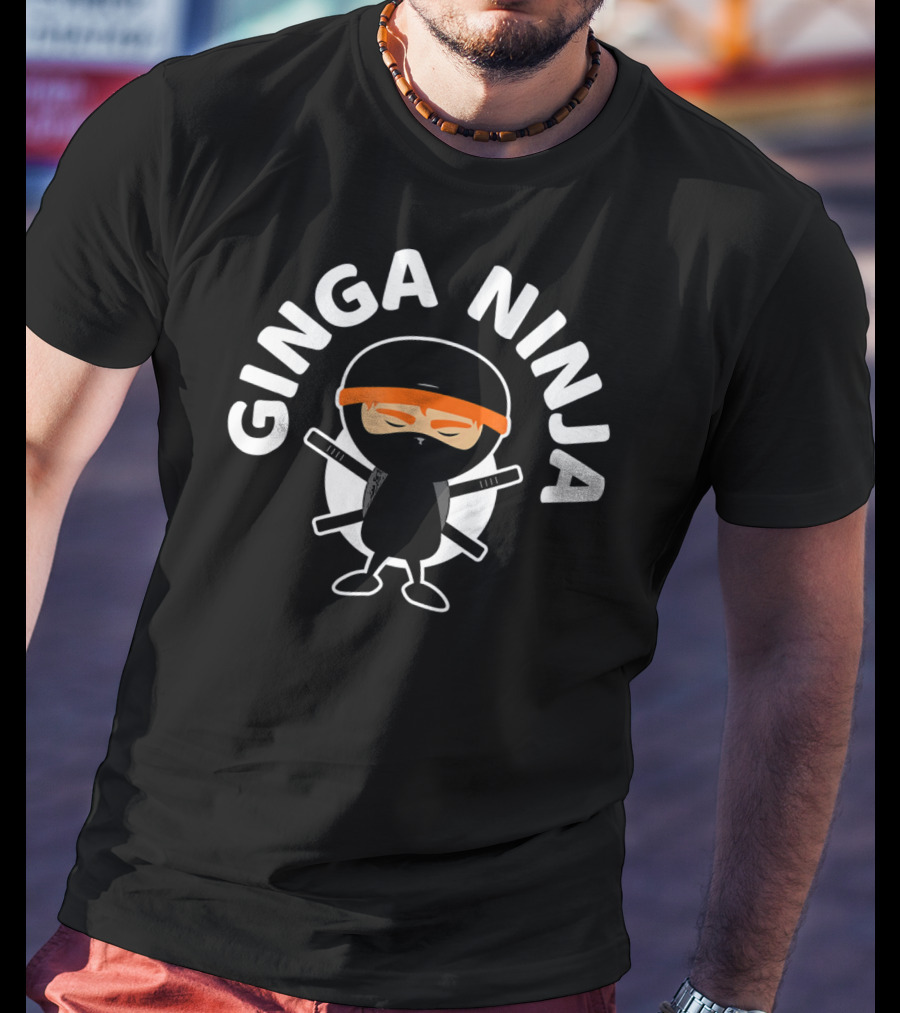 Ginga Ninja Red Hair Ninja With Crossed Swords T-Shirt