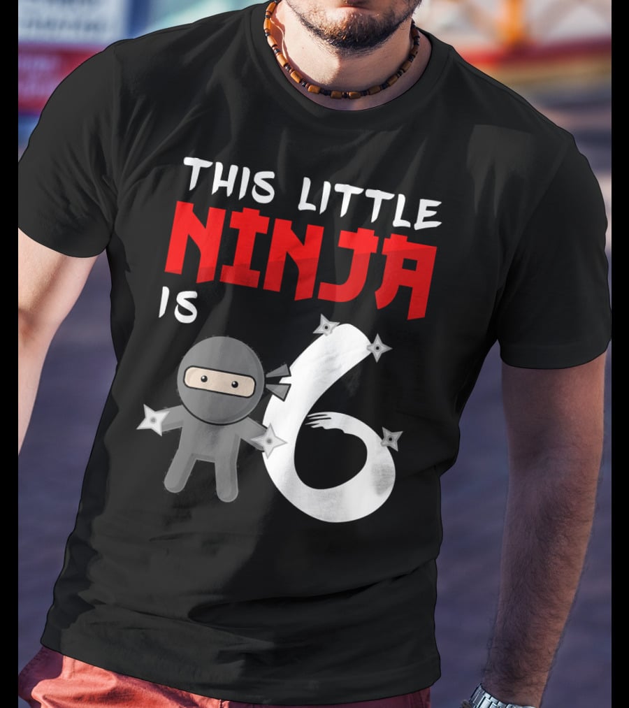 This Little Ninja Is 6 Year Old Birthday T-Shirt