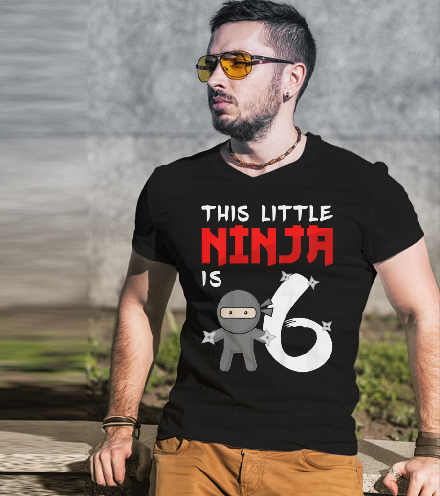 This Little Ninja Is 6 Year Old Birthday T-Shirt