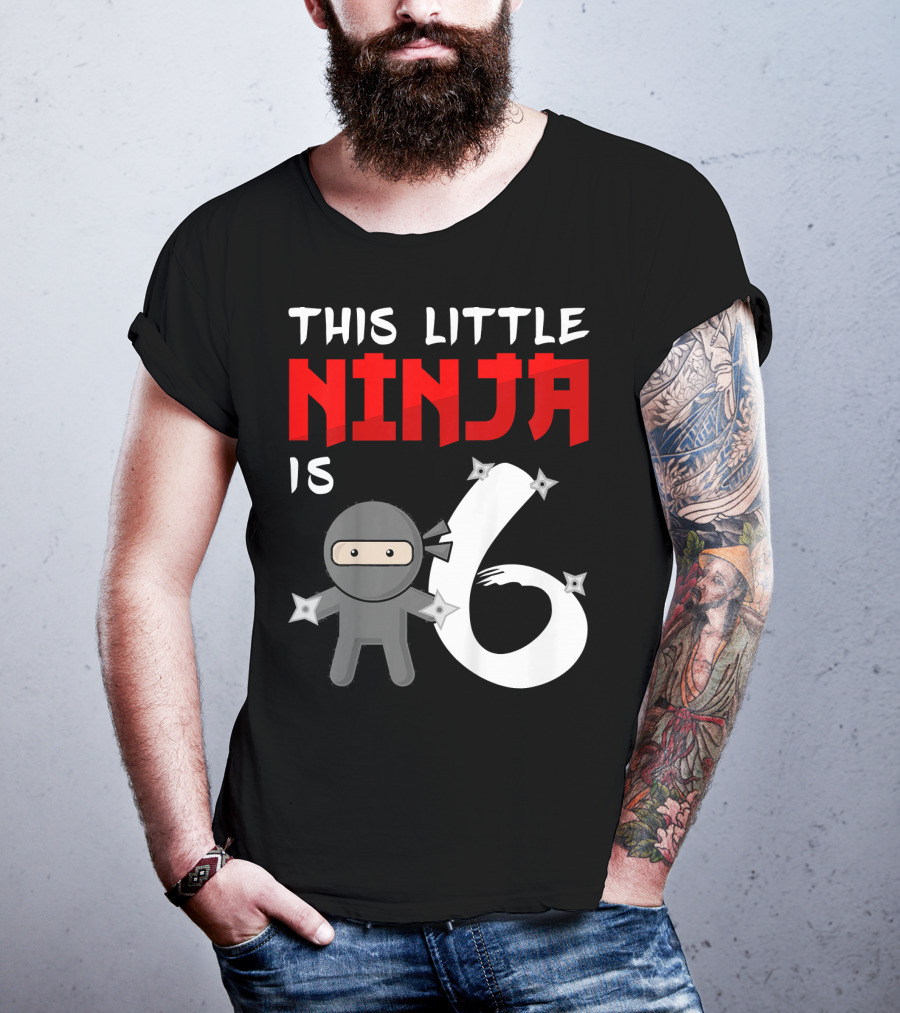 This Little Ninja Is 6 Year Old Birthday T-Shirt