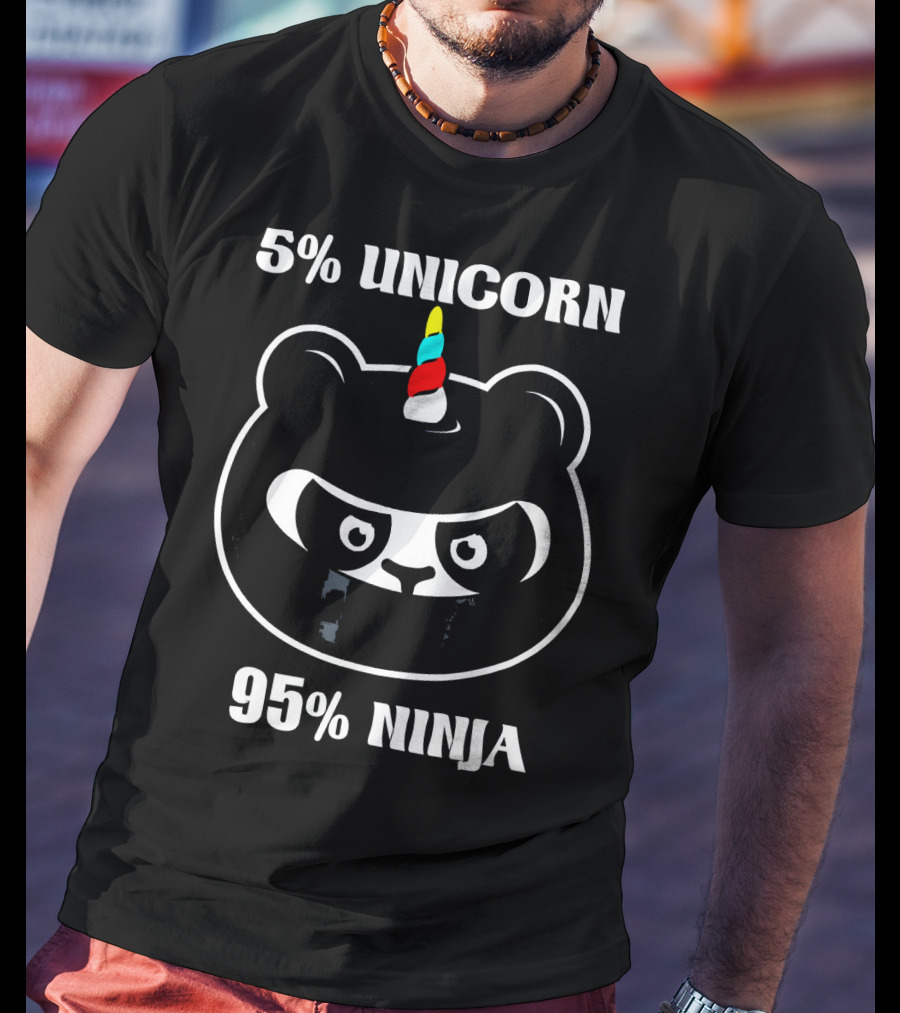 5% UNICORN 95% NINJA Panda Unicorn Hybrid Cartoon T-Shirt