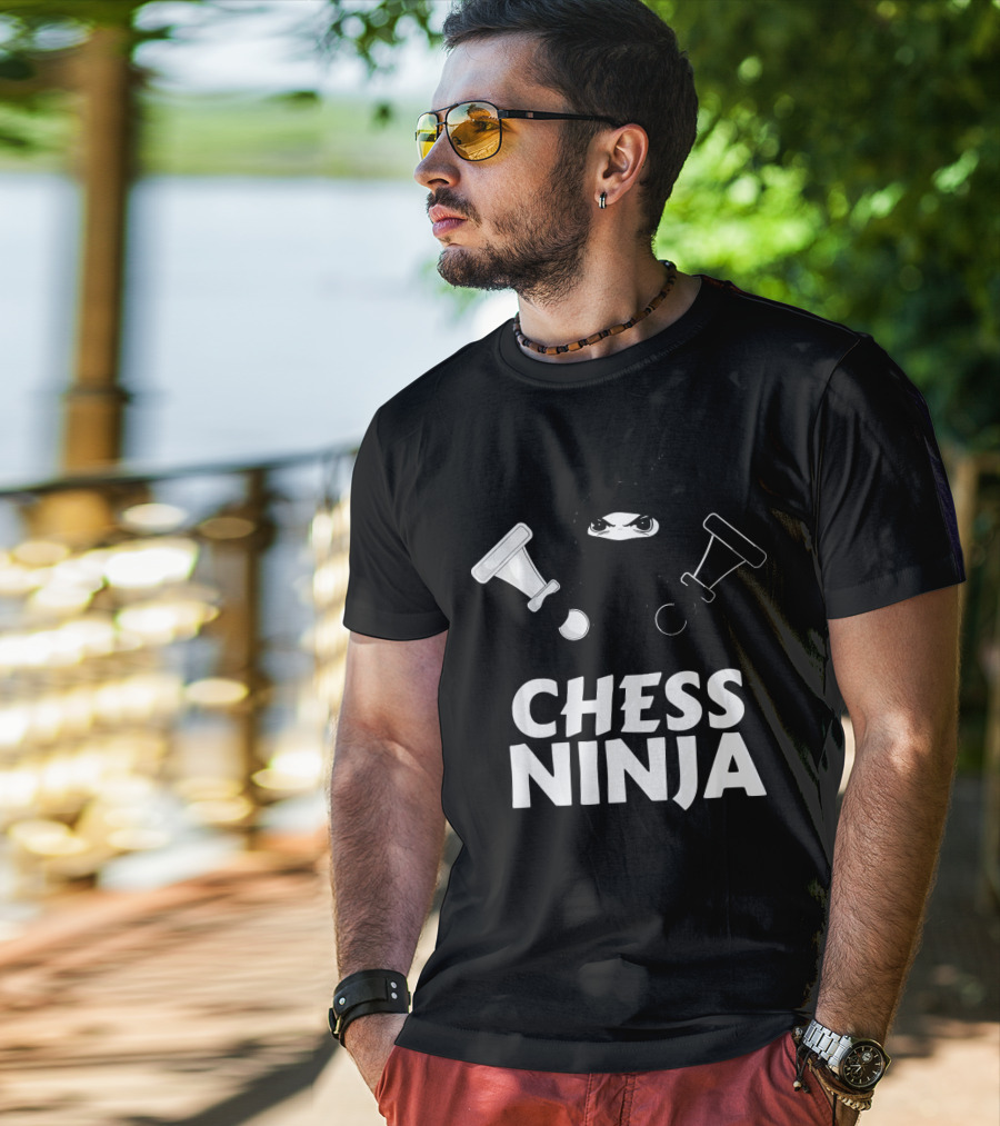 Chess Ninja Fun Warrior With Chess Pieces T-Shirt