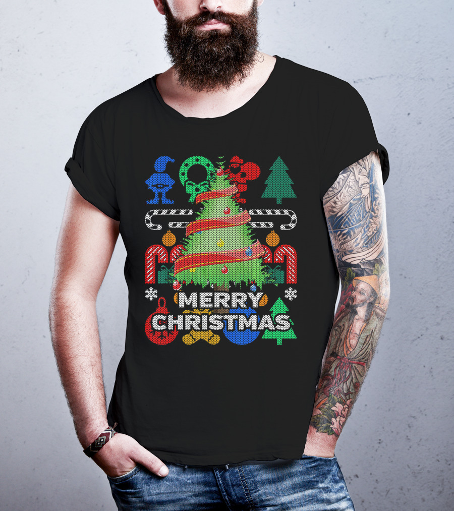 Merry Christmas Tree Ugly Xmas Tacky Sweater Candy Cane Ornaments T-Shirt