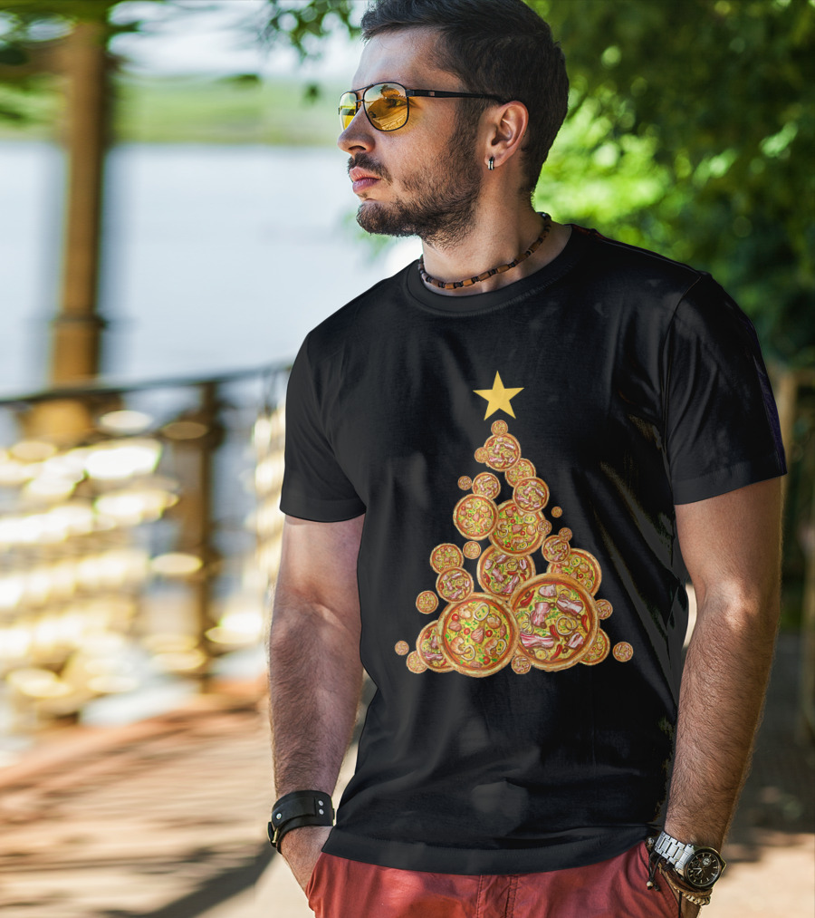 Pizza Christmas Tree Festive Pizza Lover Holiday T-Shirt