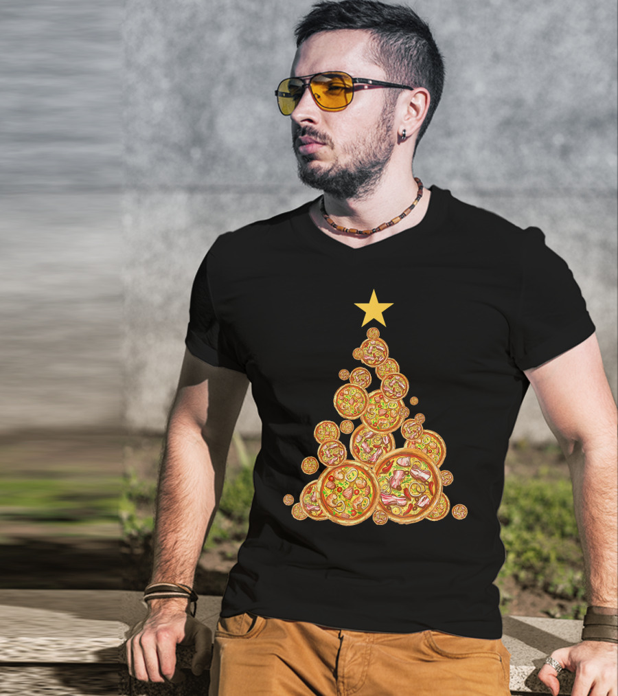 Pizza Christmas Tree Festive Pizza Lover Holiday T-Shirt