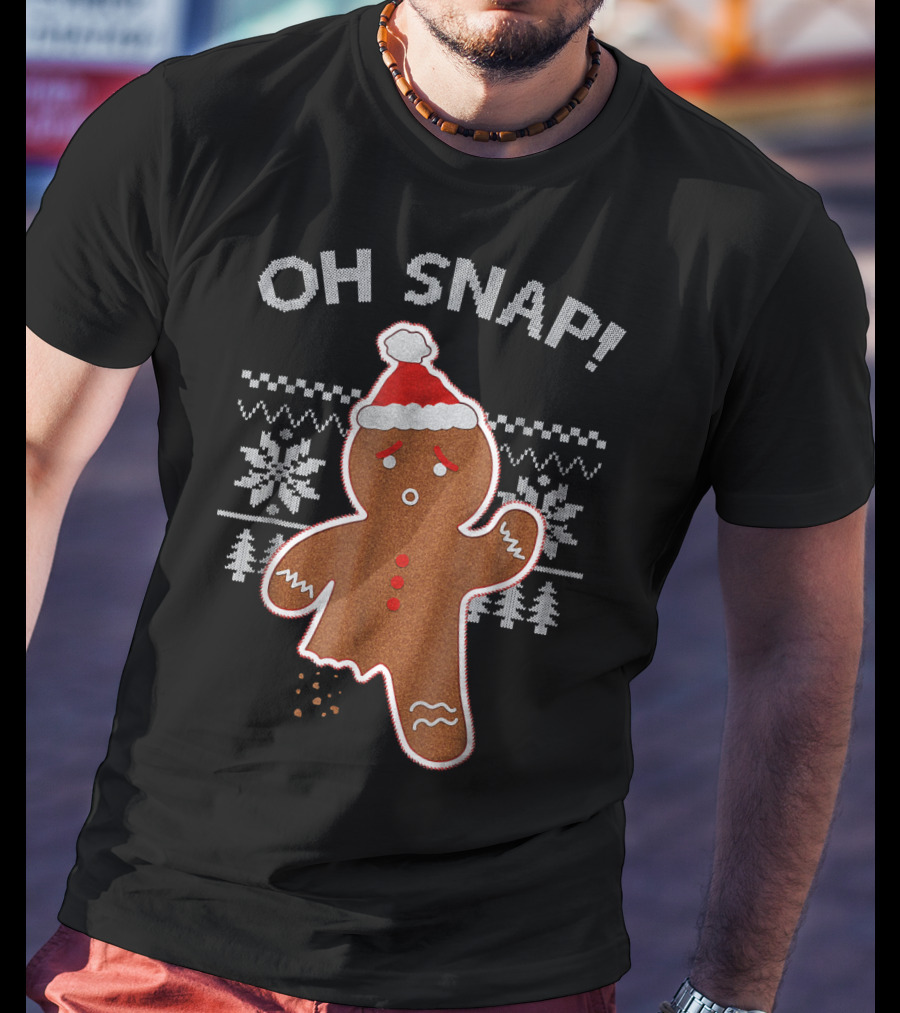 Oh Snap Broken Gingerbread Christmas Knit T-Shirt