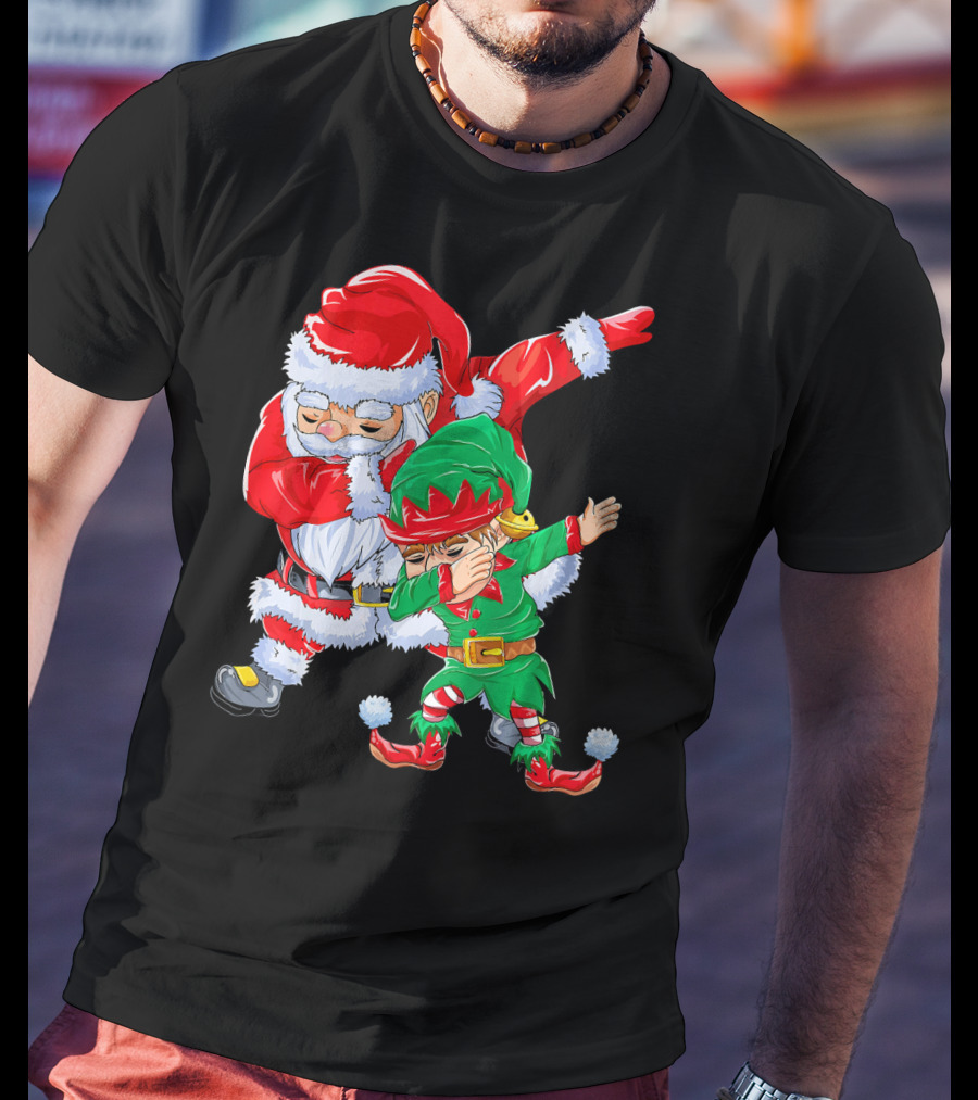 Santa And Elf Performing Dab Dance Moves T-Shirt